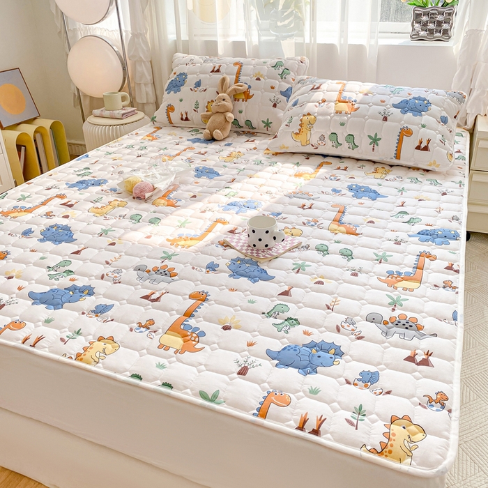 91家纺网 家纺一手货源 找家纺 萌飞 2024新款全棉棉花床垫 恐龙仔仔