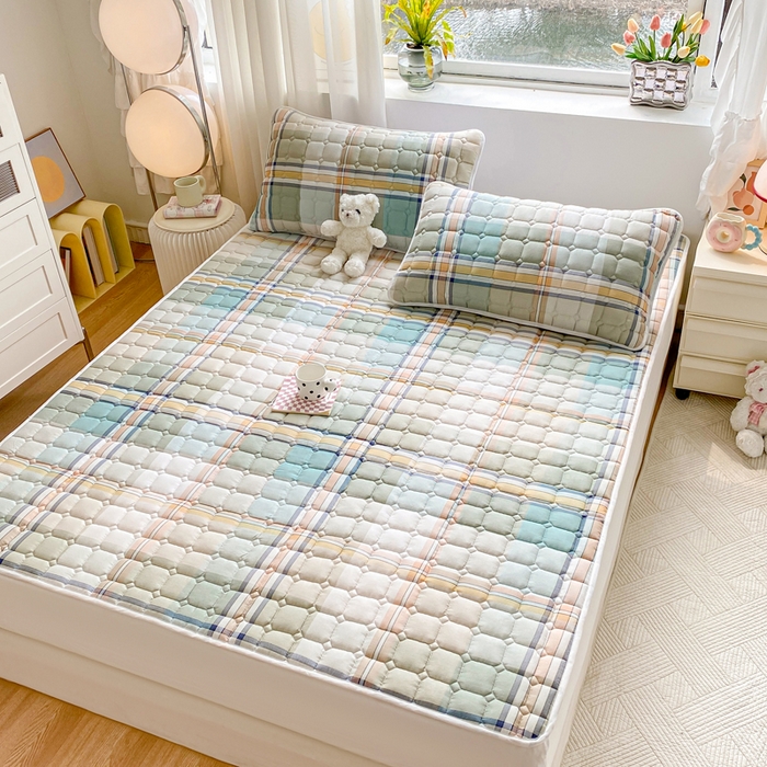 91家纺网 家纺一手货源 找家纺 萌飞 2024新款全棉棉花床垫 卡卢奥-绿