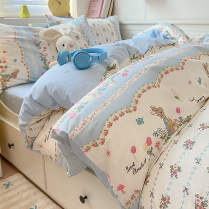 91家纺网 家纺一手货源 找家纺 （总）（买家秀爆款不断货）儿童卡通花卉高克重亲肤棉13372全棉纯棉四件套全棉纯棉全棉四件套全棉纯棉三件套