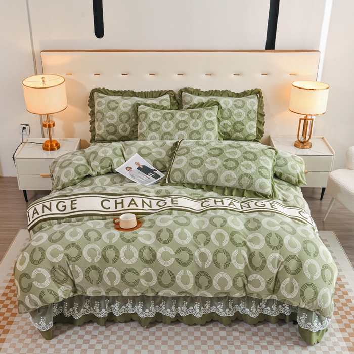 91家纺网 家纺一手货源 找家纺 （买家秀 爆款不断货）A类母婴级双层蕾丝花边床裙床盖三件套牛奶绒床盖三件套萱花绒床护垫牛奶绒床褥卡通 花边-宝利格