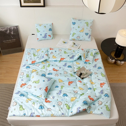 雷人家纺 2024新款A类全棉喷气13372印花多功能抱枕被 可爱恐龙