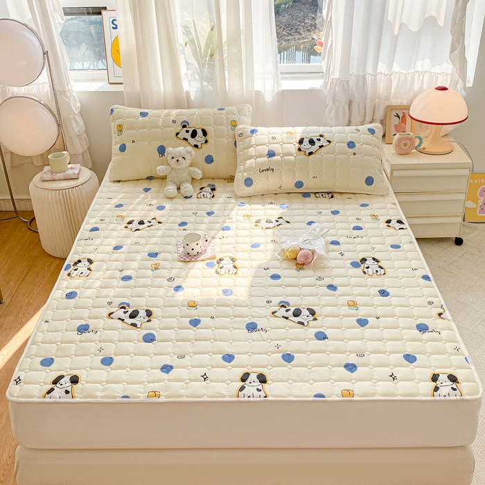 91家纺网 家纺一手货源 找家纺 萌飞 2024新款全棉棉花床垫 斑点狗