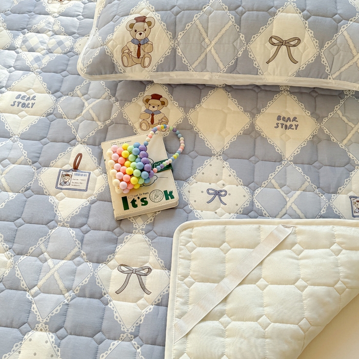 91家纺网 家纺一手货源 找家纺 萌飞 2024新款全棉棉花床垫 贝琪-蓝