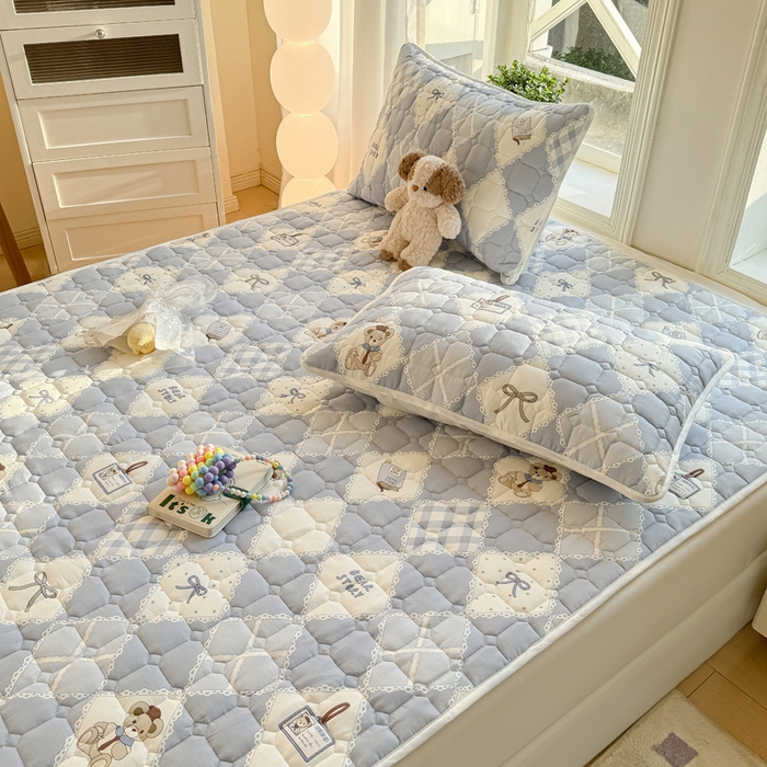 91家纺网 家纺一手货源 找家纺 萌飞 2024新款全棉棉花床垫 贝琪-蓝