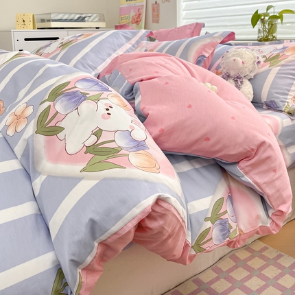 91家纺网 家纺一手货源 找家纺 （总）（优质买家秀热卖不断货）A类母婴级卡通花卉儿童纯棉全棉被套三件套全棉纯棉被套三件套纯棉全棉被套四件套