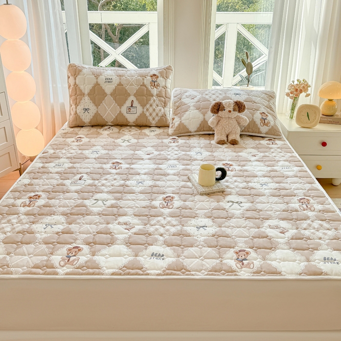 91家纺网 家纺一手货源 找家纺 萌飞 2024新款全棉棉花床垫 贝琪-咖