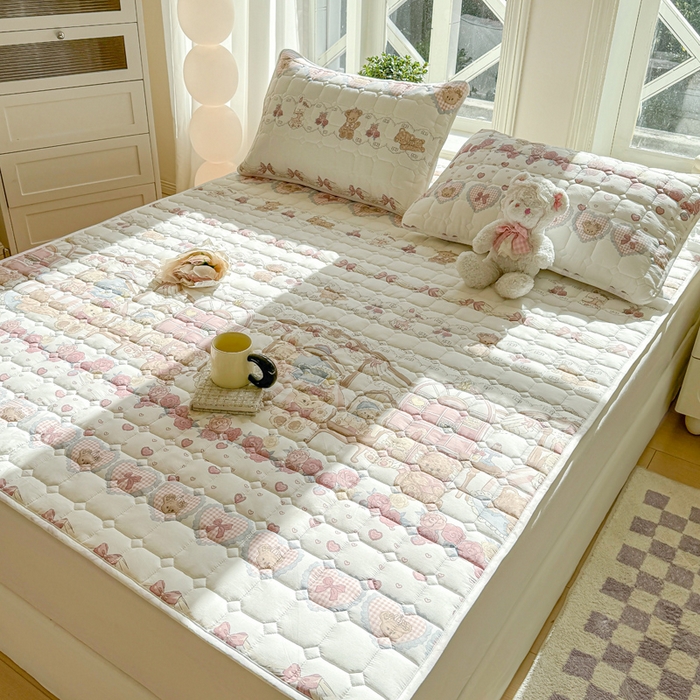 91家纺网 家纺一手货源 找家纺 萌飞 2024新款全棉棉花床垫 爱心萝莉熊