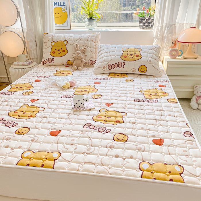 91家纺网 家纺一手货源 找家纺 萌飞 2024新款全棉棉花床垫 欢乐萌熊