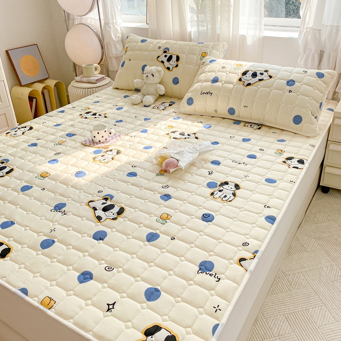 91家纺网 家纺一手货源 找家纺 萌飞 2024新款全棉棉花床垫 斑点狗