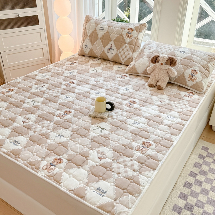 91家纺网 家纺一手货源 找家纺 萌飞 2024新款全棉棉花床垫 贝琪-咖