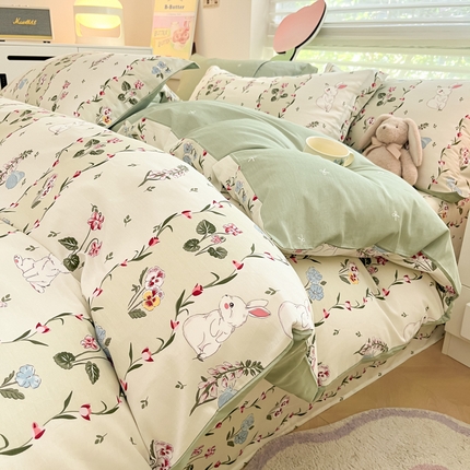 91家纺网 家纺一手货源 找家纺 （总）（优质买家秀热卖不断货）A类母婴级卡通花卉儿童纯棉全棉被套三件套全棉纯棉被套三件套纯棉全棉被套四件套