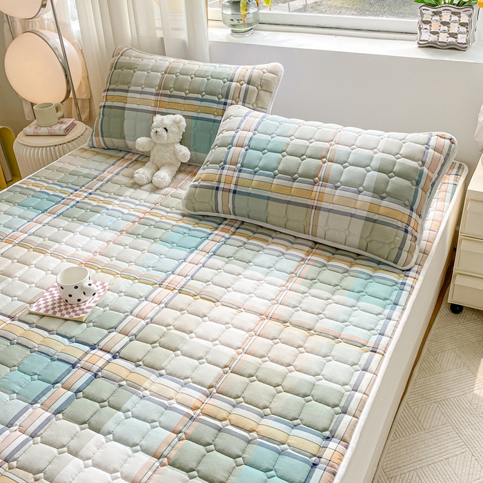 91家纺网 家纺一手货源 找家纺 萌飞 2024新款全棉棉花床垫 卡卢奥-绿