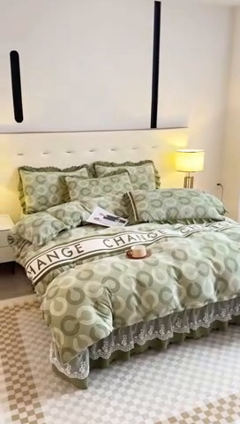 91家纺网 家纺一手货源 找家纺 （买家秀 爆款不断货）A类母婴级双层蕾丝花边床裙床盖三件套牛奶绒床盖三件套萱花绒床护垫牛奶绒床褥卡通 花边-宝利格