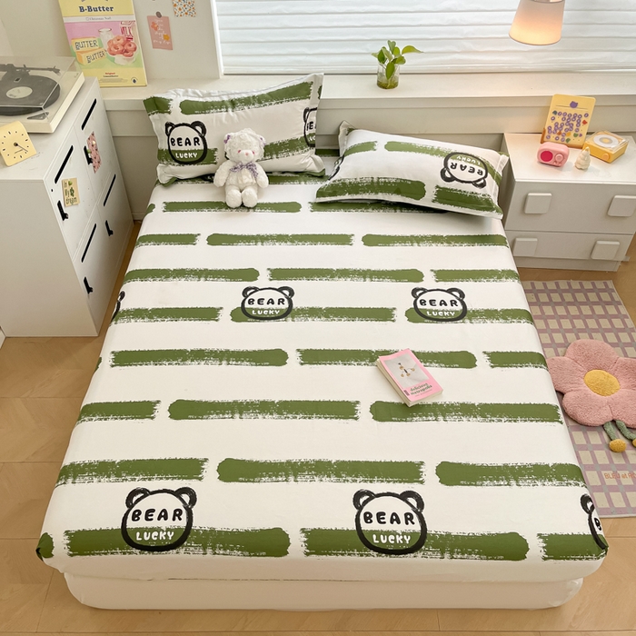 91家纺网 家纺一手货源 找家纺 A类母婴级卡通花卉儿童纯棉全棉床单纯棉全棉床笠全棉纯棉床单全棉纯棉床笠三件套 格调熊