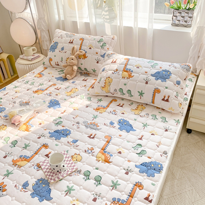 91家纺网 家纺一手货源 找家纺 萌飞 2024新款全棉棉花床垫 恐龙仔仔