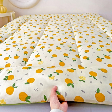 91家纺网 家纺一手货源 找家纺 艺菲阁家纺 2024新款水洗棉大豆纤维印花床褥垫 小橘子