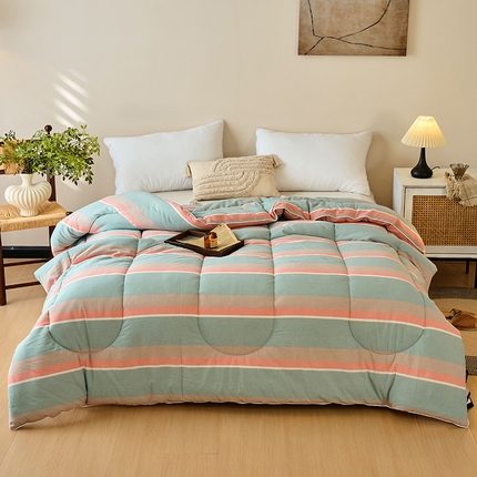  买家秀 不断货）A类母婴级简约格子纯棉无印风全棉色织水洗棉被子春秋被秋冬被被芯空调被全棉水洗棉被子 约定