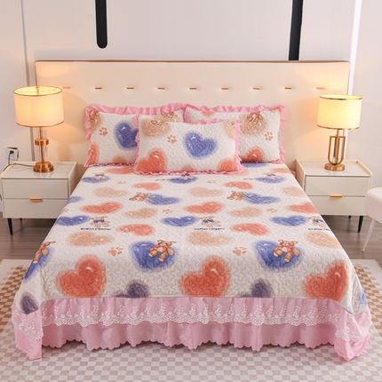 91家纺网 家纺一手货源 找家纺 （总）（买家秀爆款不断货）A类母婴级牛奶绒床盖三件套雪花绒床盖三件套雪花绒床护垫子牛奶绒床褥子卡通床单床裙