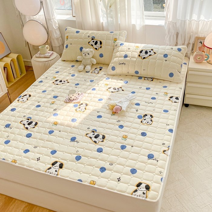 91家纺网 家纺一手货源 找家纺 萌飞 2024新款全棉棉花床垫 斑点狗