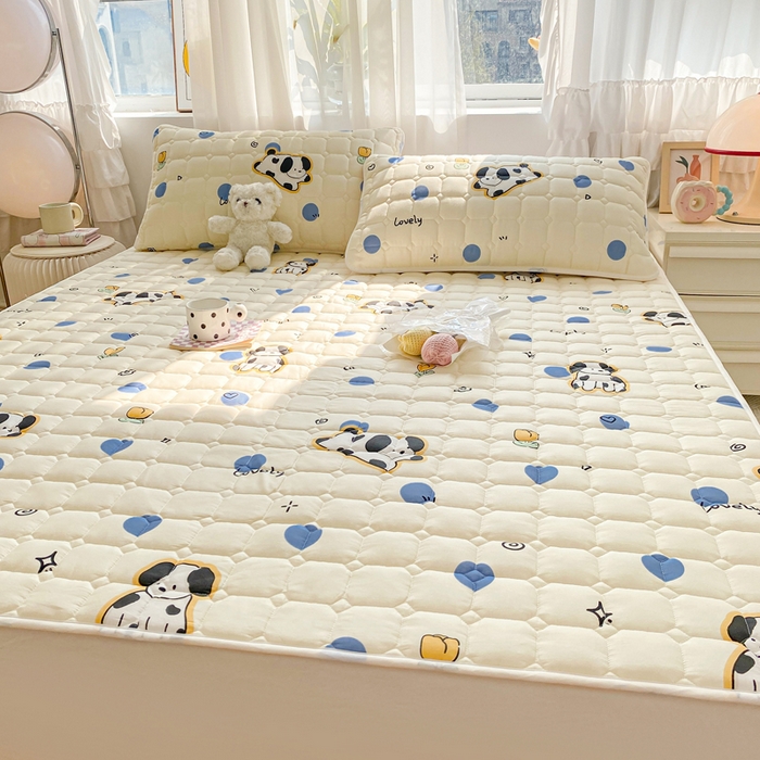 91家纺网 家纺一手货源 找家纺 萌飞 2024新款全棉棉花床垫 斑点狗