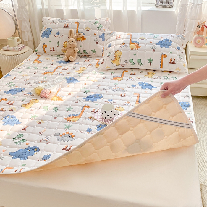 91家纺网 家纺一手货源 找家纺 萌飞 2024新款全棉棉花床垫 恐龙仔仔