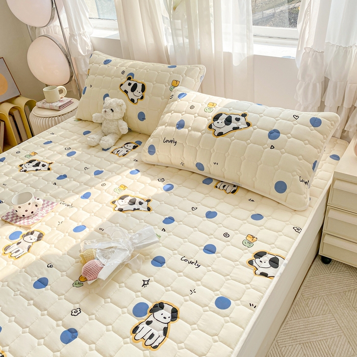 91家纺网 家纺一手货源 找家纺 萌飞 2024新款全棉棉花床垫 斑点狗