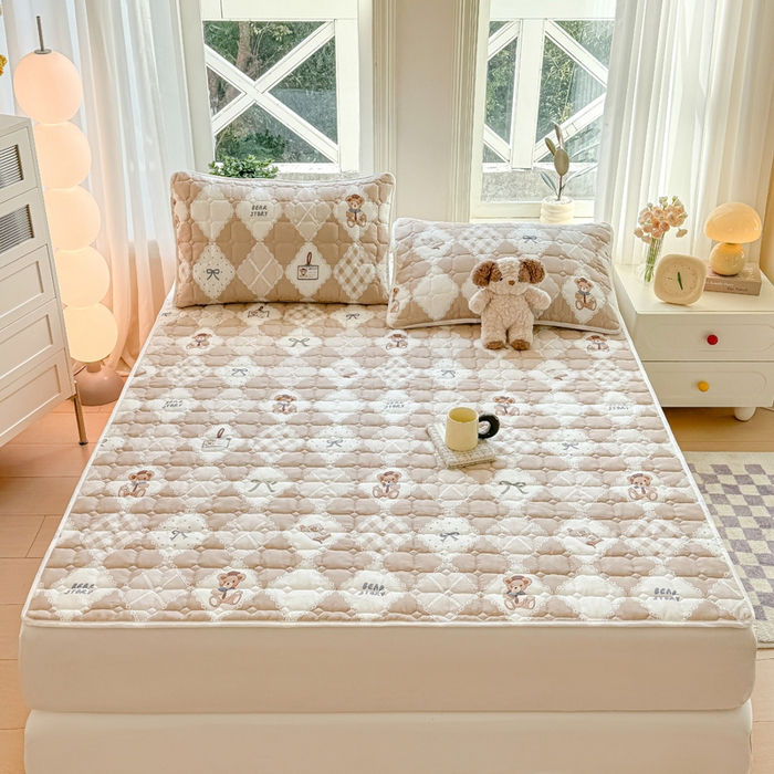 91家纺网 家纺一手货源 找家纺 萌飞 2024新款全棉棉花床垫 贝琪-咖