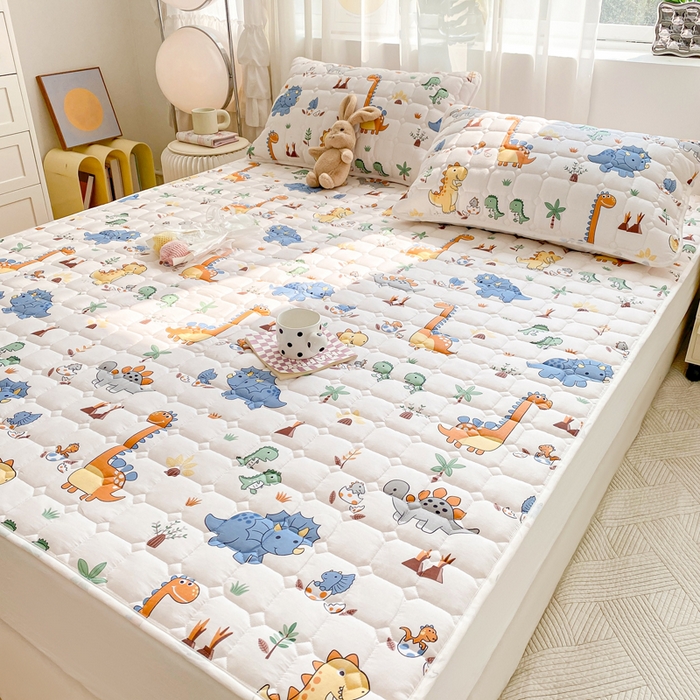 91家纺网 家纺一手货源 找家纺 萌飞 2024新款全棉棉花床垫 恐龙仔仔