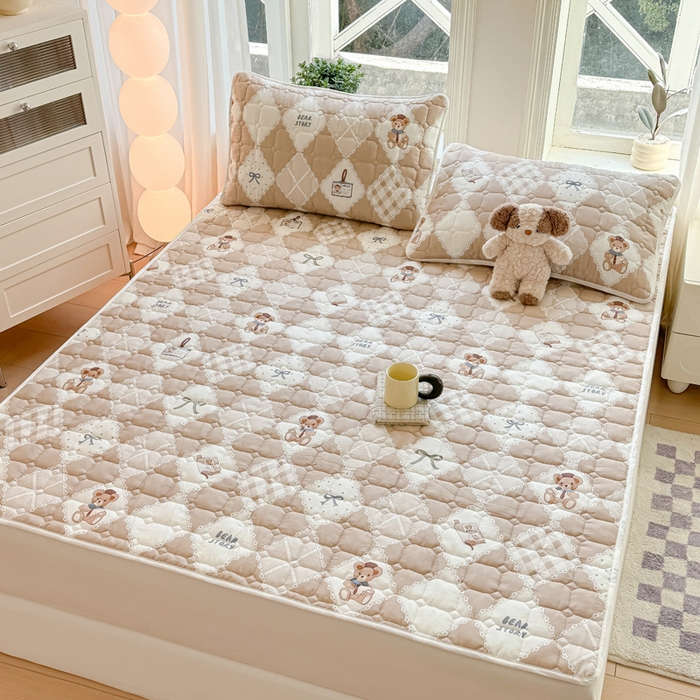 91家纺网 家纺一手货源 找家纺 萌飞 2024新款全棉棉花床垫 贝琪-咖