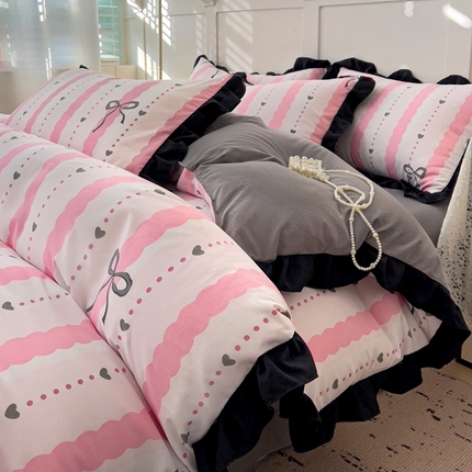 91家纺网 家纺一手货源 找家纺 （总）逸林家纺《原希尔顿逸林》 2025新款法式赫本风水洗棉四件套