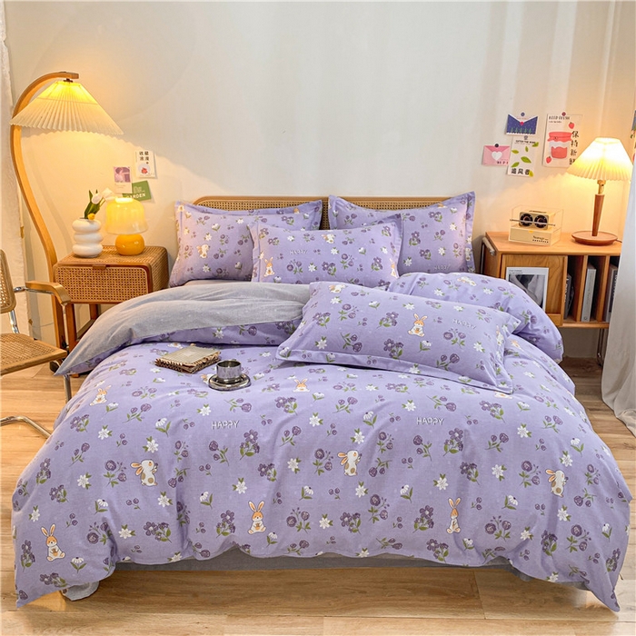 91家纺网 家纺一手货源 找家纺 （优质买家秀 热卖不断货）A类母婴级纯棉全棉磨毛四件套全棉纯棉全棉磨毛四件套百分百纯棉全棉磨毛四件套 花园兔