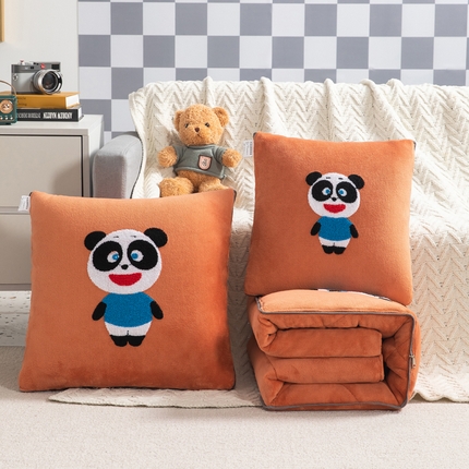 91家纺网 家纺一手货源 找家纺 （总）雷人家纺 2022新款牛奶绒卡通毛巾绣加厚抱枕被