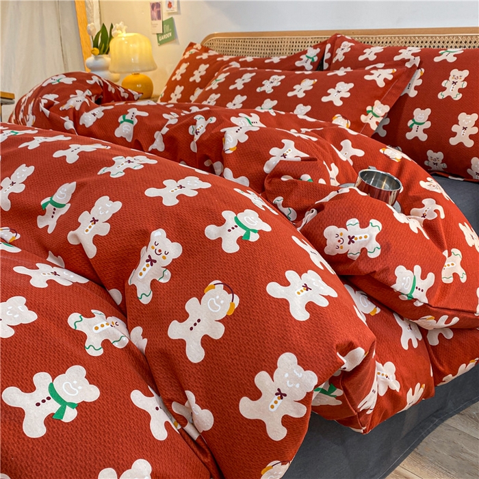 91家纺网 家纺一手货源 找家纺 （优质买家秀 热卖不断货）卡通A类母婴级纯棉全棉磨毛被套三件套全棉纯棉磨毛被套三件套纯棉全棉磨毛被套 姜饼熊