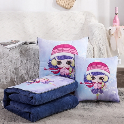 91家纺网 家纺一手货源 找家纺 （总）雷人家纺 2021新款水晶绒抱枕被-印花