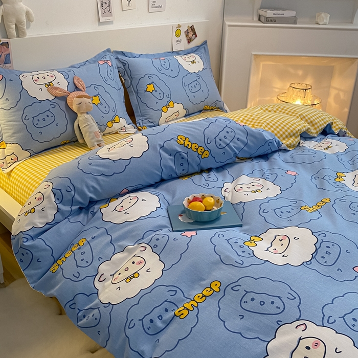 91家纺网 家纺一手货源 找家纺 （优质买家秀 热卖不断货）A类母婴级纯棉全棉磨毛四件套全棉纯棉全棉磨毛四件套百分百纯棉全棉磨毛四件套 快乐羊