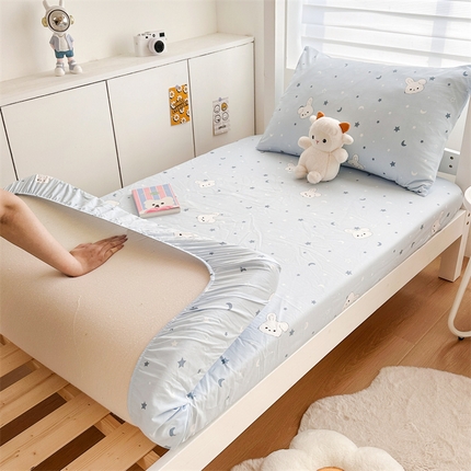 多品家纺 2025新款超柔水洗棉ins风学生宿舍单品床笠 星空小兔