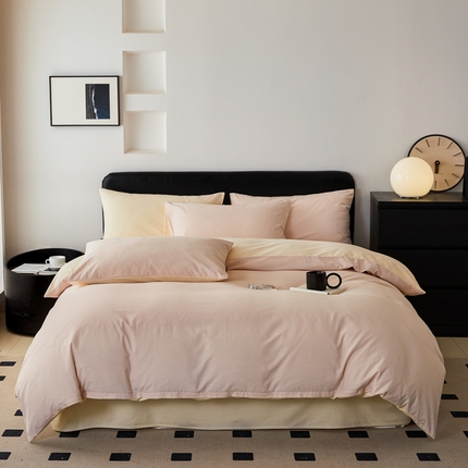 （优质买家秀热卖不断货）A类母婴级100支纯棉全棉磨毛四件套全棉纯棉全棉磨毛四件套纯棉全棉磨毛四件套 维密粉+奶茶杏