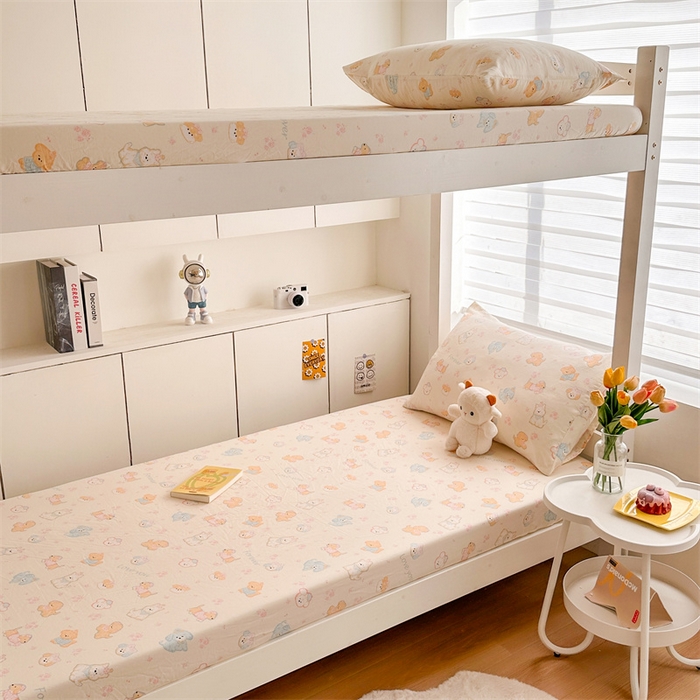 91家纺网 家纺一手货源 找家纺 多品家纺 2025新款超柔水洗棉ins风学生宿舍单品床笠 萌宠