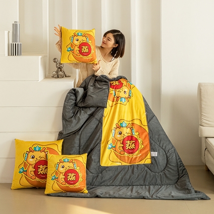 91家纺网 家纺一手货源 找家纺 （总）雷人家纺 2024新款多功能印花宝宝绒抱枕被