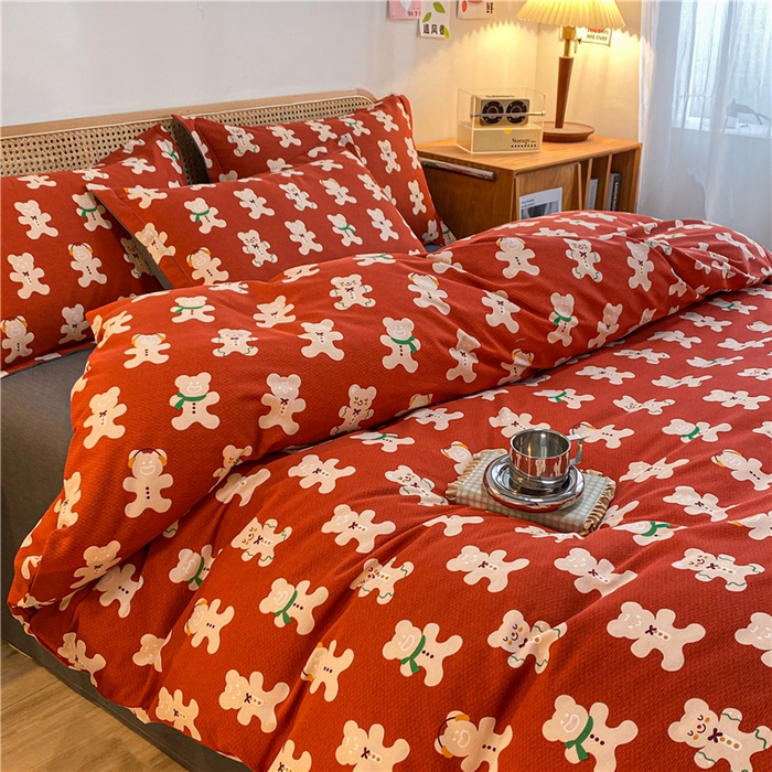91家纺网 家纺一手货源 找家纺 （优质买家秀 热卖不断货）卡通A类母婴级纯棉全棉磨毛被套三件套全棉纯棉磨毛被套三件套纯棉全棉磨毛被套 姜饼熊