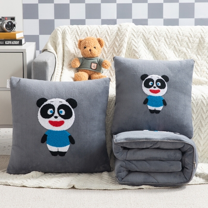 91家纺网 家纺一手货源 找家纺 （总）雷人家纺 2022新款牛奶绒卡通毛巾绣加厚抱枕被