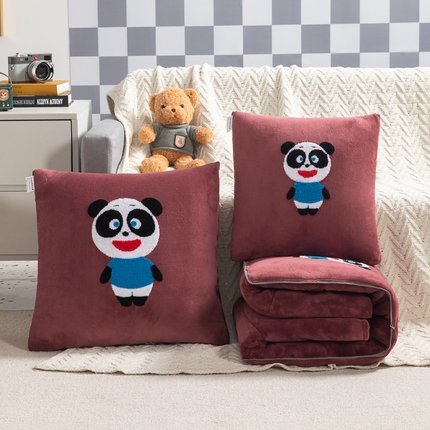 91家纺网 家纺一手货源 找家纺 （总）雷人家纺 2022新款牛奶绒卡通毛巾绣加厚抱枕被