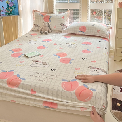 莱通家纺 2025春夏新款12868印花单床笠（预留缩水±5公分，商家提供买家秀） 粉桃之恋