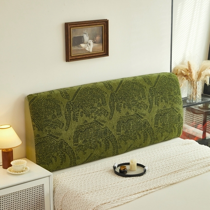 91家纺网 家纺一手货源 找家纺 逐日沙发套 2024新款加厚雪尼尔床头罩（双面可用） 虎纹-复古绿  (双面可用）