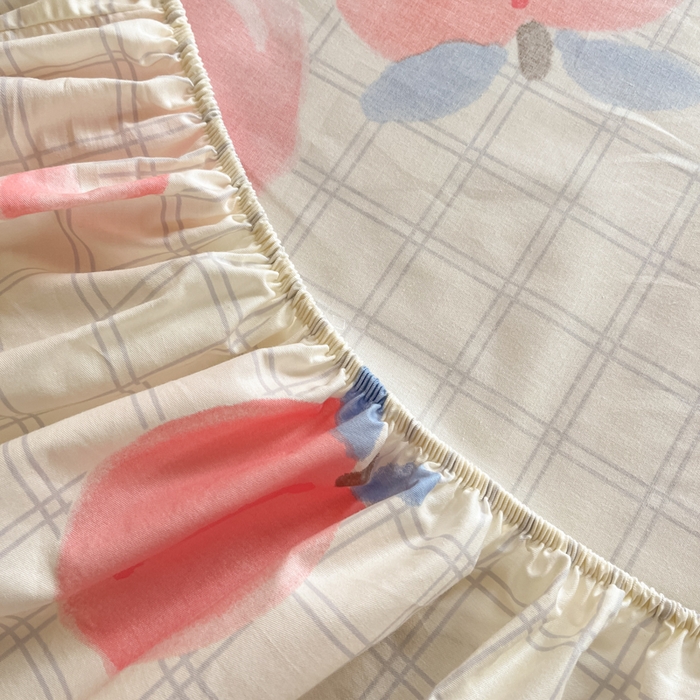 91家纺网 家纺一手货源 找家纺 莱通家纺 2025春夏新款12868印花单床笠（预留缩水±5公分，商家提供买家秀） 粉桃之恋