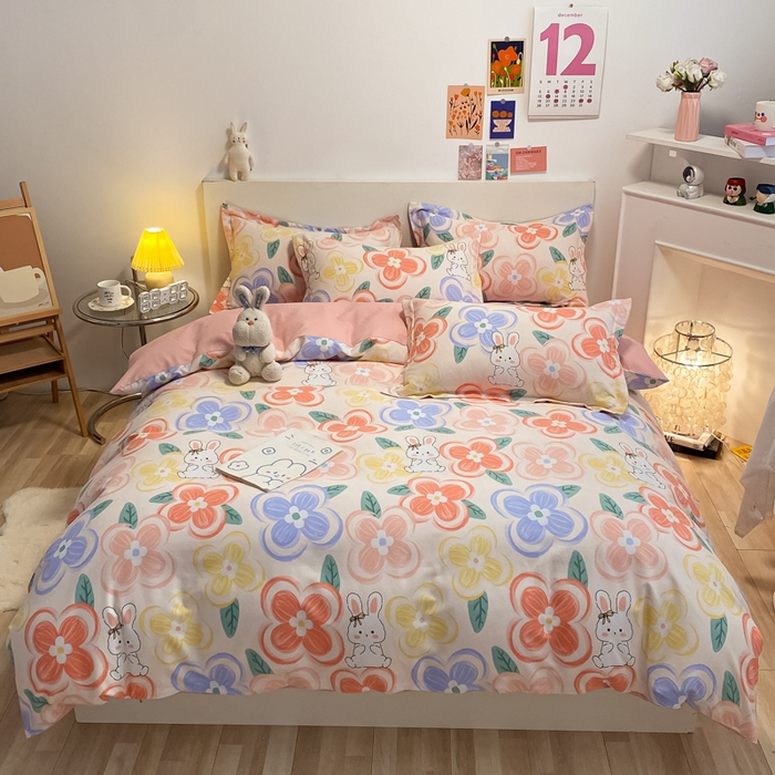 91家纺网 家纺一手货源 找家纺 （优质买家秀 热卖不断货）A类母婴级纯棉全棉磨毛四件套全棉纯棉全棉磨毛四件套百分百纯棉全棉磨毛四件套 花语