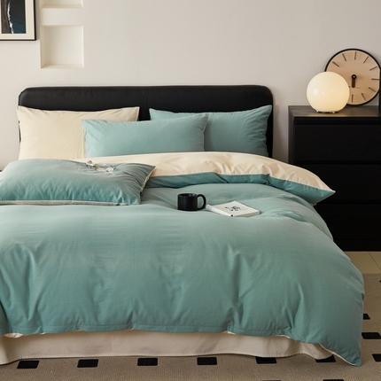 91家纺网 家纺一手货源 找家纺 （优质买家秀热卖不断货）A类母婴级100支纯棉全棉磨毛四件套全棉纯棉全棉磨毛四件套纯棉全棉磨毛四件套 祖母绿+白鹭