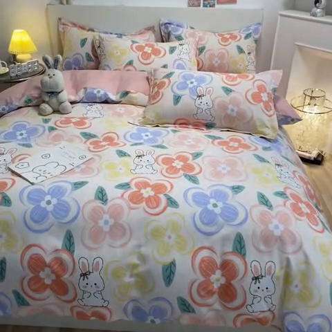 91家纺网 家纺一手货源 找家纺 （优质买家秀 热卖不断货）A类母婴级纯棉全棉磨毛四件套全棉纯棉全棉磨毛四件套百分百纯棉全棉磨毛四件套 花语