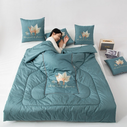 91家纺网 家纺一手货源 找家纺 （总）雷人家纺 2023新款全棉喷气13*72刺绣抱枕被