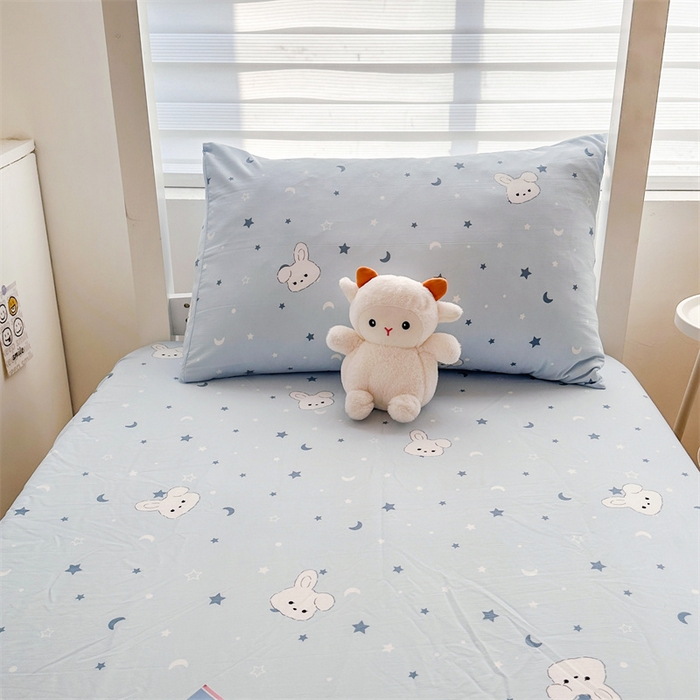 91家纺网 家纺一手货源 找家纺 多品家纺 2025新款超柔水洗棉ins风学生宿舍单品床笠 星空小兔